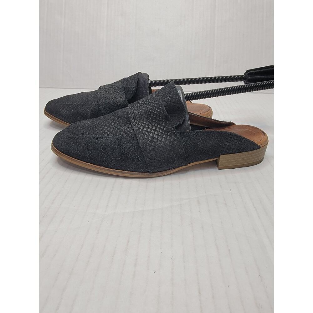 Free People Austin Black Perforated Suede Slide Mules Size 38/8